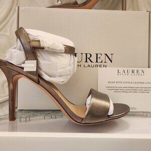 Ralph Lauren " Gwen" Metallic Nappa Leather Gold Heeled Sandals. NIB. Size 11